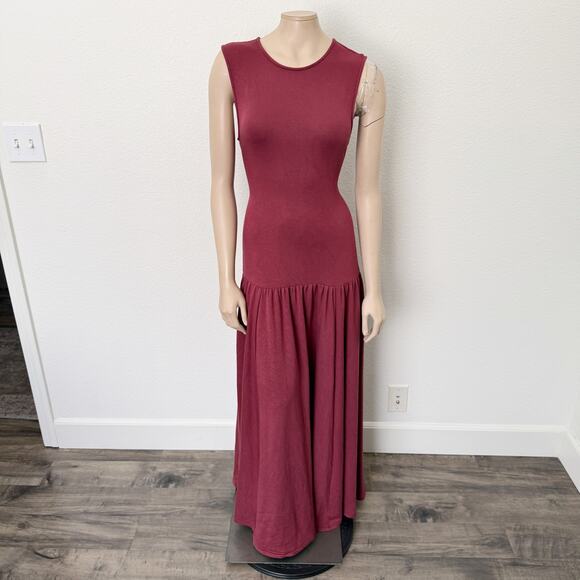 [Anthropologie] Daily Practice Red Sleeveless Drop Waist Maxi Dress Sz Medium M - Picture 2 of 11